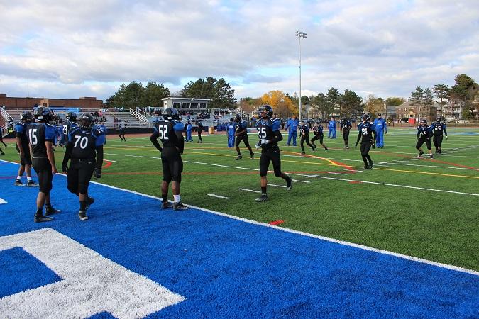 The Falcons warming up on our brand new turf field.