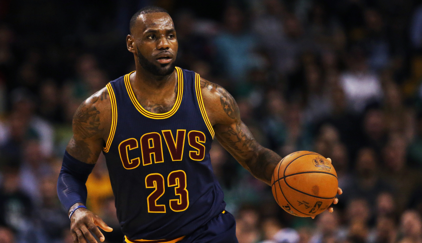 BOSTON, MA - MARCH 1: LeBron James #23 of the Cleveland Cavaliers dribbles against the Boston Celtics during the first quarter at TD Garden on March 1, 2017 in Boston, Massachusetts. NOTE TO USER: User expressly acknowledges and agrees that, by downloading and or using this Photograph, user is consenting to the terms and conditions of the Getty Images License Agreement. (Photo by Maddie Meyer/Getty Images)